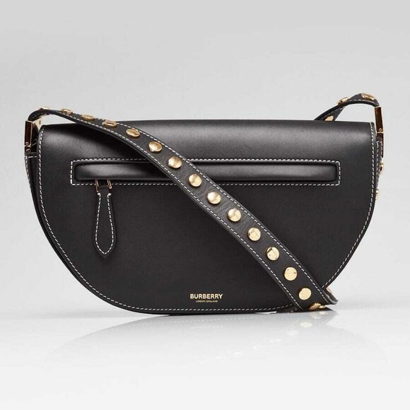 Burberry Black Leather Studded Small Olympia Shoulder Bag - Picture 1 of 11
